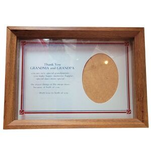 Abbey Press Wood Picture Frame Thank You Grandma and Grandpa Sentiment Gift‎ Vtg
